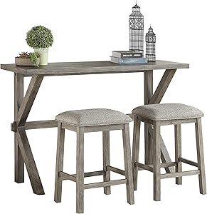 Lexicon Rocca - 3-Piece Counter Height Dinette Set - Gray