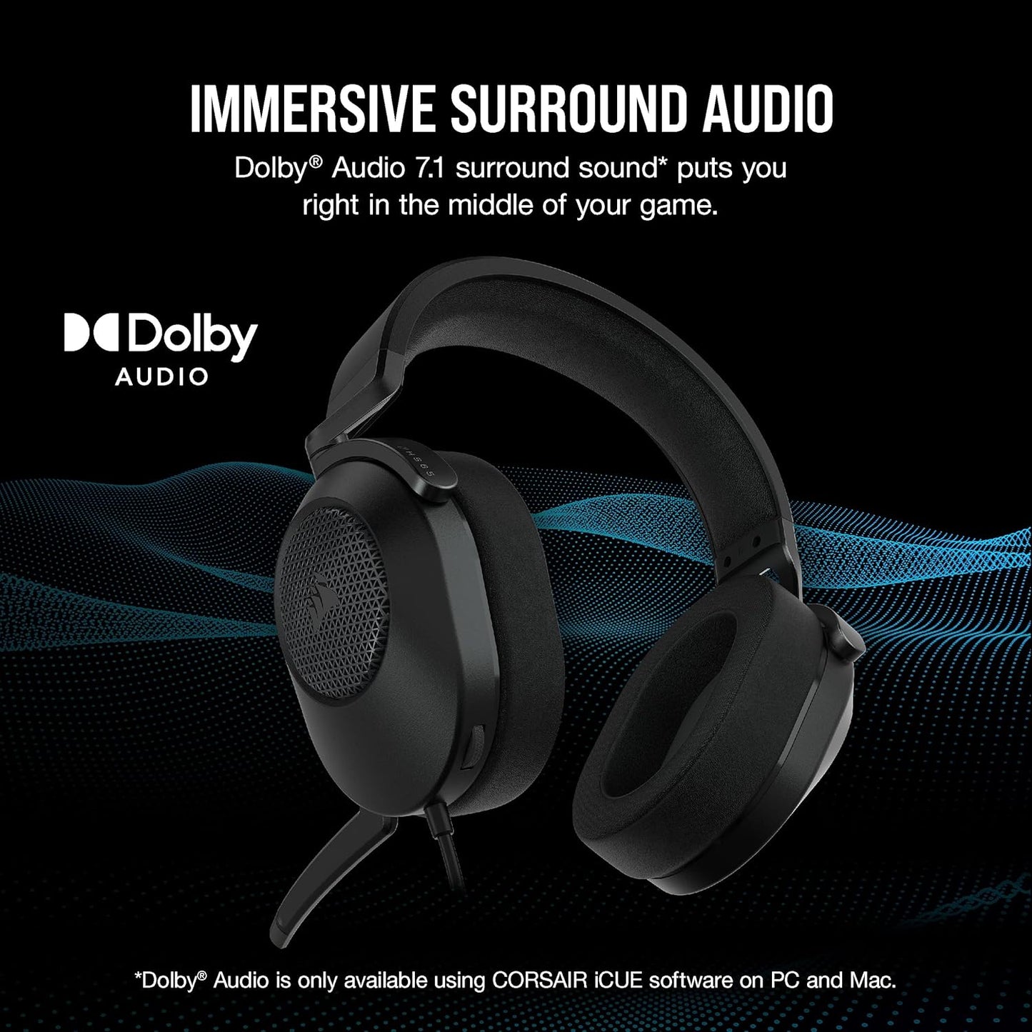 Corsair CA-9011270-NA HS65 Surround Gaming Headset - Dolby Atmos, iCUE