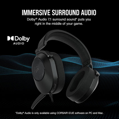 Corsair CA-9011270-NA HS65 Surround Gaming Headset - Dolby Atmos, iCUE