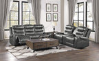 Lexicon Home Theater Seating: Microfiber Power Reclining Loveseat, Grey