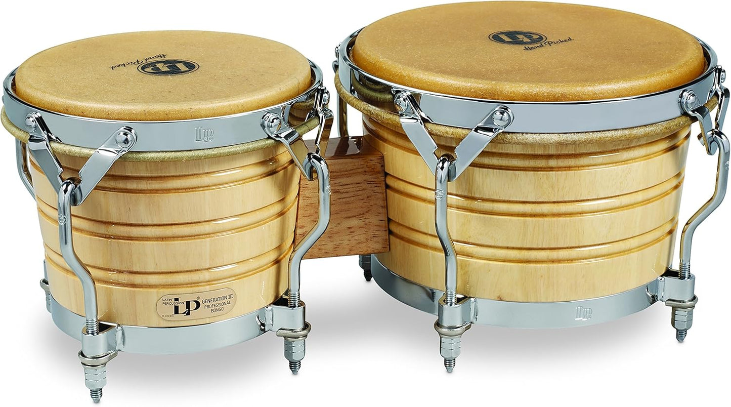 Latin Percussion LP201A-3 Bongo Drum Set Natural/Chrome