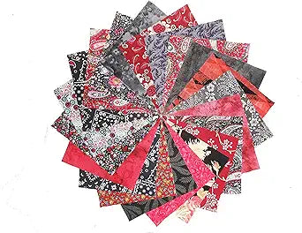 MDG 20 10x10 Red Black Layer Cake Fabric Squares