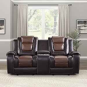 Lexicon 194840170068 Hawthorne Two-Tone Brown Glider Loveseat