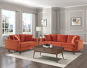 Lexicon Mapleton Orange 2-Piece Living Room Set Sofa and Loveseat