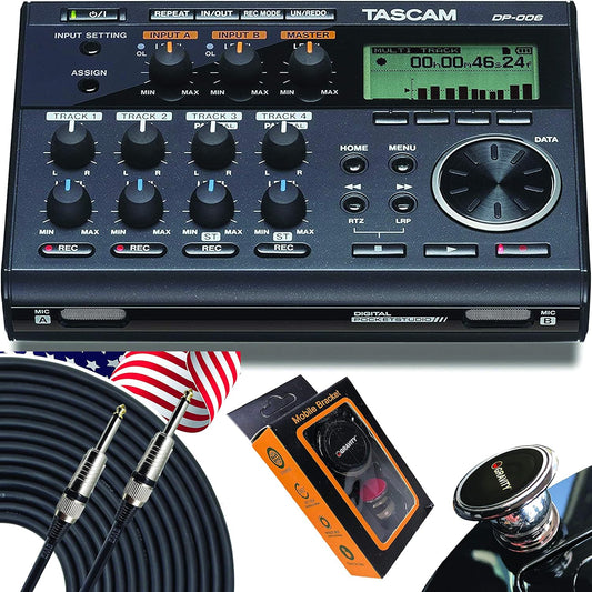 Tascam DP-006+QTQ+M 6-Track Portable Multitrack Recorder Bundle