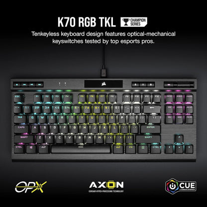 Corsair CH-911901A K70 RGB TKL Gaming Keyboard - OPX (Renewed)