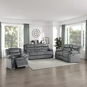 Lexicon 194840171331 Mabel Gray Reclining Living Room Set