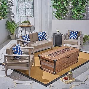 Misc Coral Outdoor 3-Piece Chat Set with Fire Pit — main product image