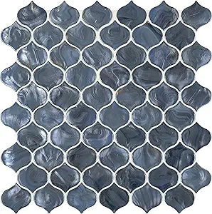 MSI AMZ-MD-00295-SAM Blue Shimmer Arabesque Glass Tile