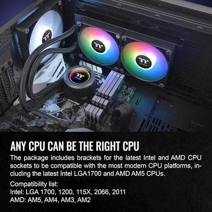Thermaltake CL-W361-PL12SW-A TH240 ARGB V2 CPU Liquid Cooler