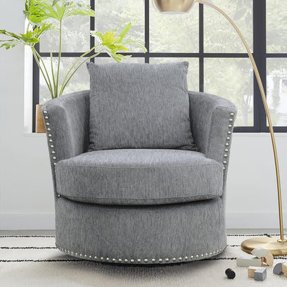 Lexicon S189468DG-1 Gray Chenille Swivel Accent Chair