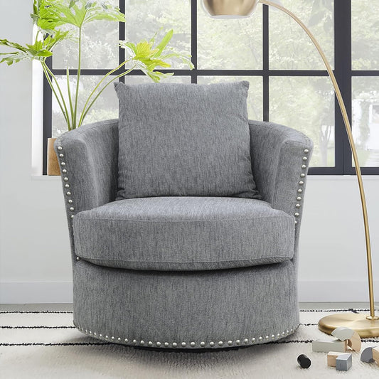 Lexicon S189468DG-1 Gray Chenille Swivel Accent Chair