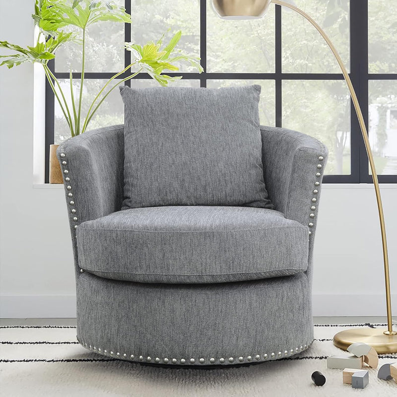 Lexicon S189468DG-1 Gray Chenille Swivel Accent Chair — main product image