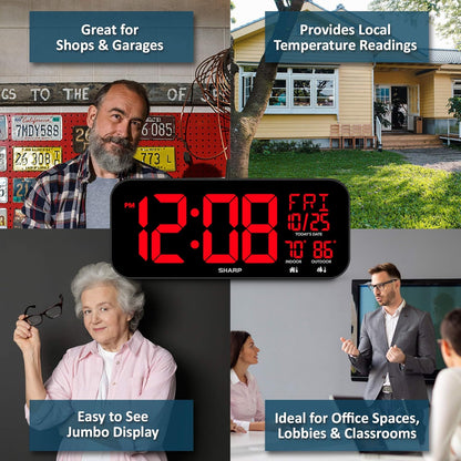 Sharp Flechazo-0401 Oversized LED Clock with Temperature