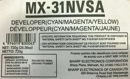 Sharp MX-31NVSA Tri-Color Developer CMY OEM Kit