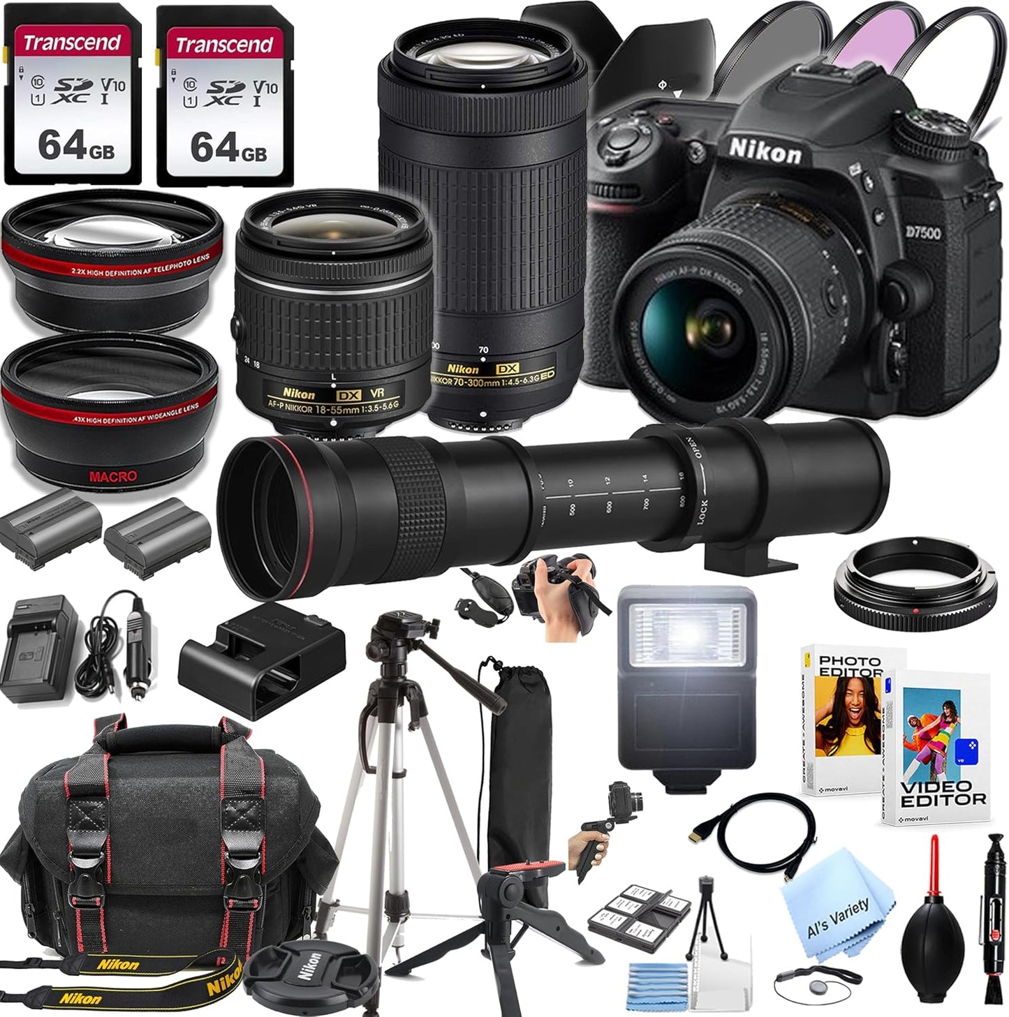 Nikon D7500 DSLR Camera Lens Bundle
