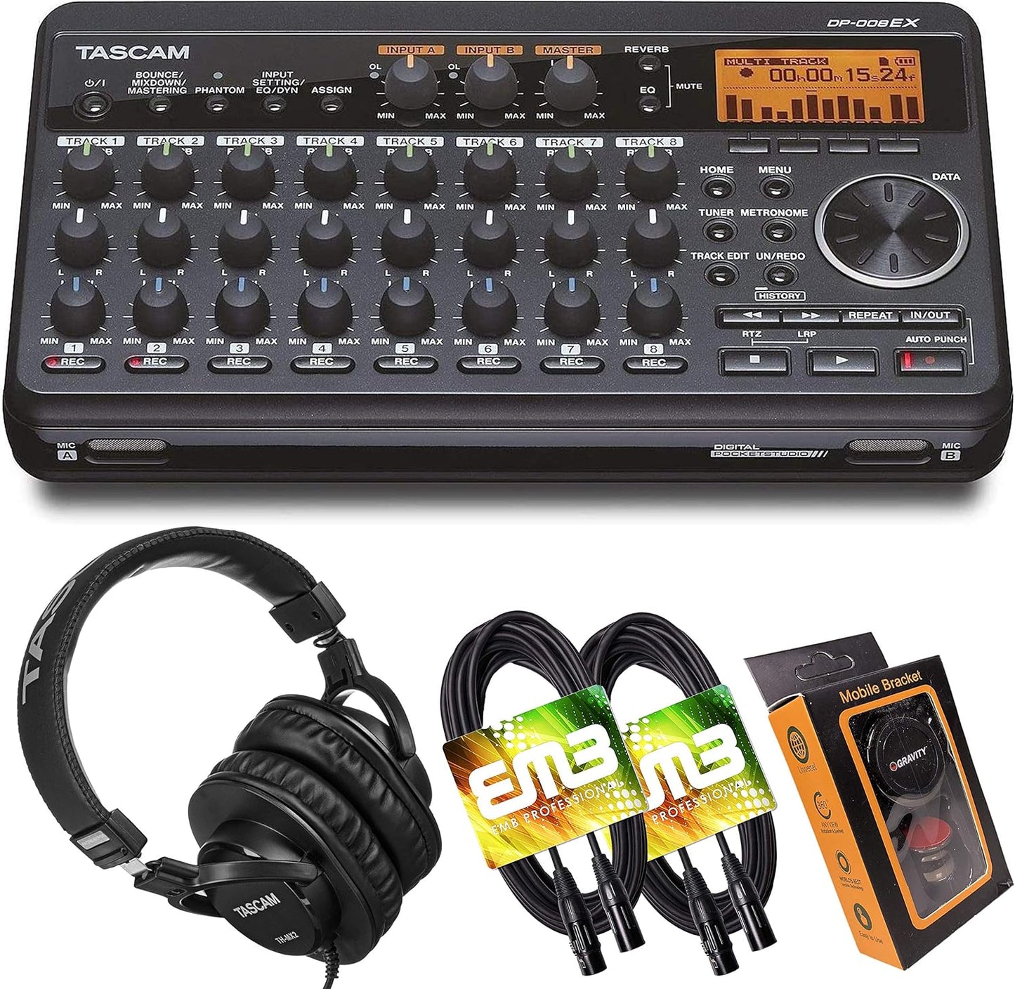 Tascam DP-008EX 8-Track Digital Pocketstudio Bundle