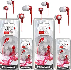 Panasonic RP-HJE120 ErgoFit In-Ear Headphones Red 4-Pack