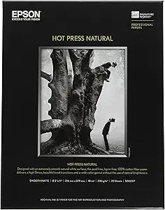 Epson S042317 Hot Press Natural Paper - Letter Size 25 Sheets
