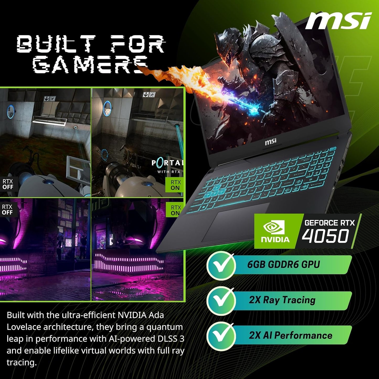 MSI Cyborg 15 - Gaming Laptop, Core Ultra 7, RTX 4050, 32GB RAM, 1TB SSD