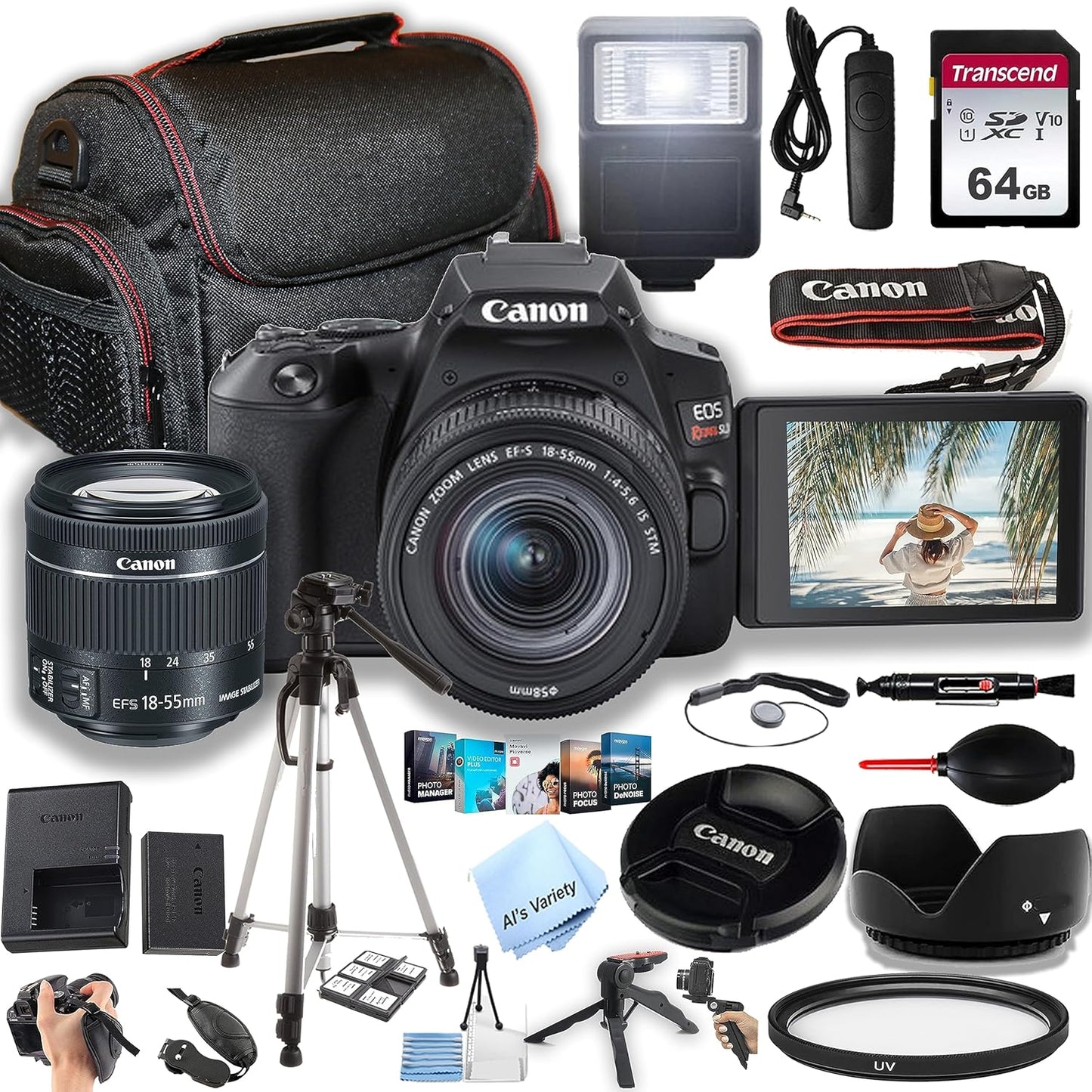 Canon SL3 EOS Rebel DSLR Camera 18-55mm Bundle (Renewed)