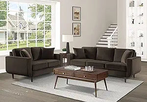 Lexicon Mapleton 2-Piece Living Room Set - Chocolate Velvet