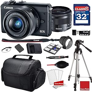 Canon EOS M100 Mirrorless Camera 15-45mm Lens Bundle