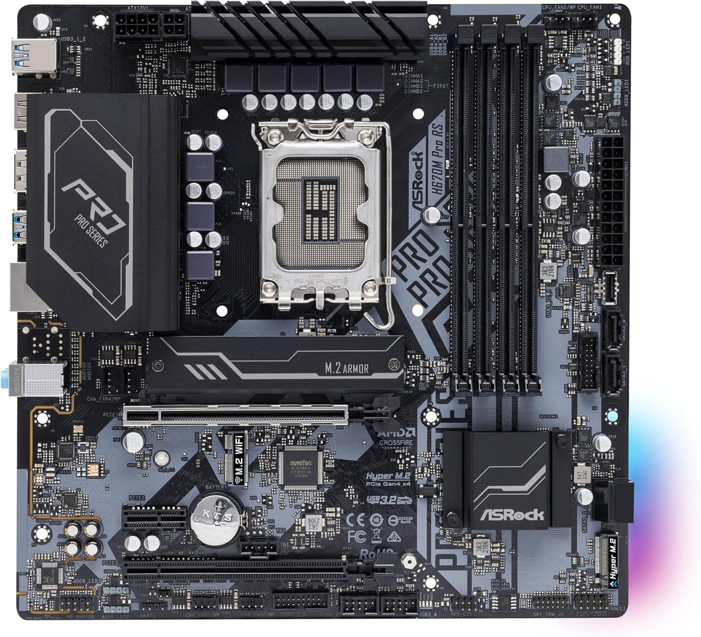 ASRock 90-MXBHK0-A0UAYZ H670M PRO RS LGA1700 Motherboard