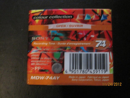 Sony MDW74CRY Blank MiniDisc 74 Minutes - Topaz Yellow
