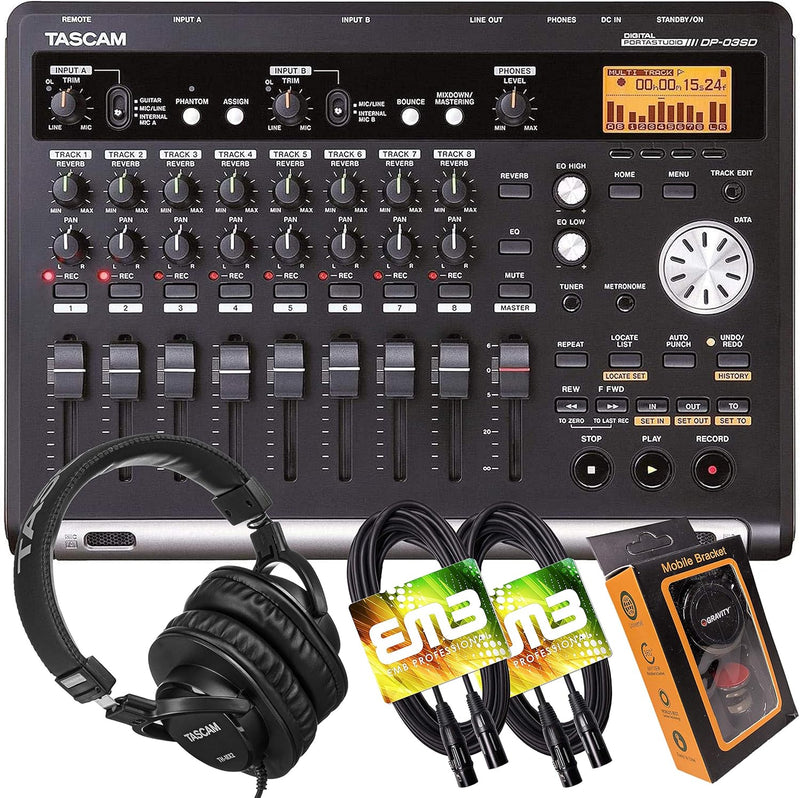 Tascam DP-03SD+HP+XLR+M 8-Track Digital Portastudio Recording Bundle — main product image