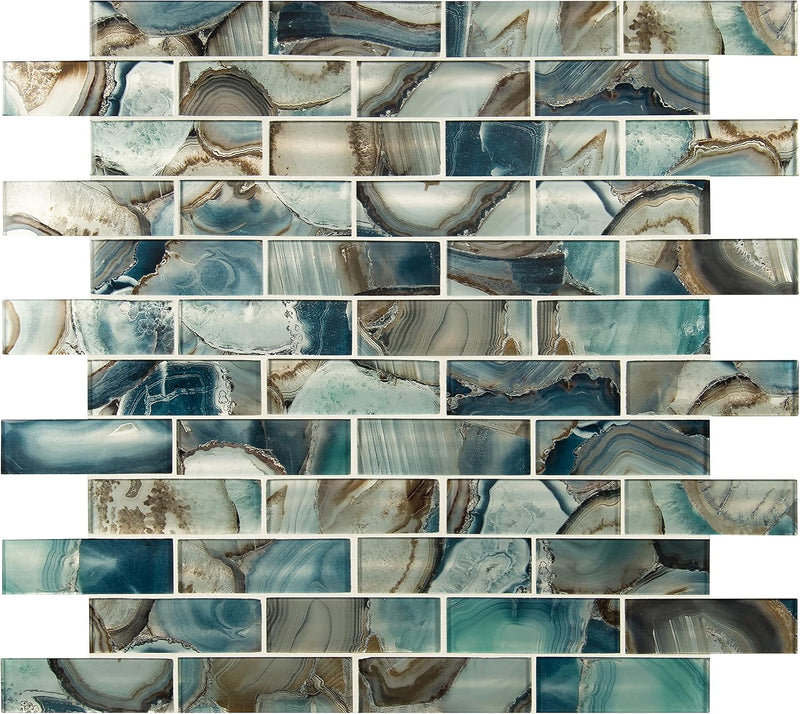 MSI AMZ-MD-00331-SAM Night Sky Glass Interlocking Subway Tile Sample — main product image