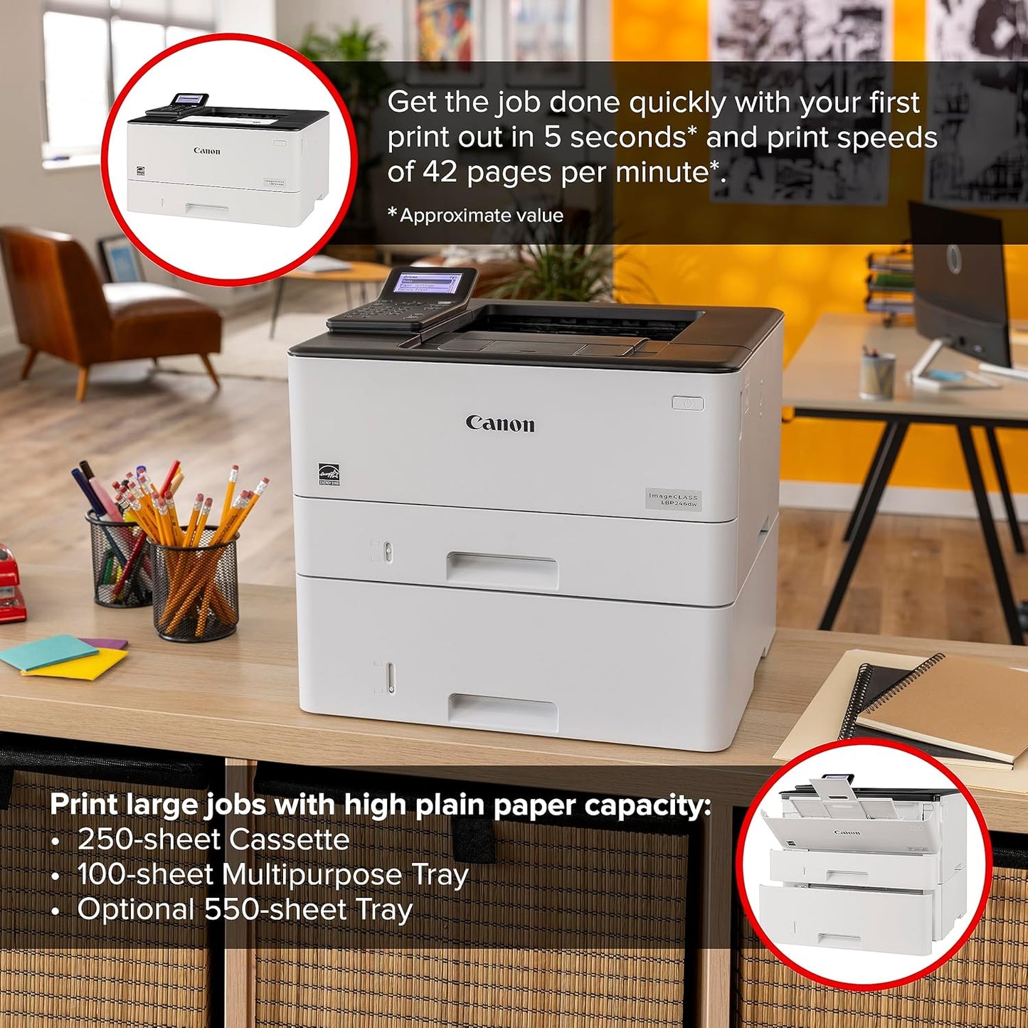 Canon 5952C005 - imageCLASS LBP246dw - Wireless Duplex Laser Printer