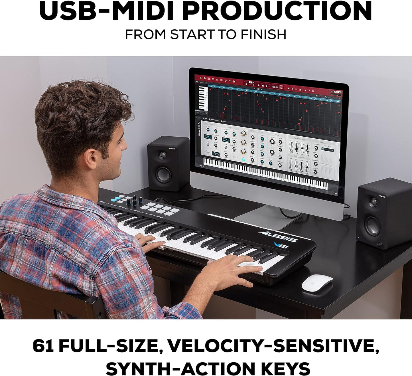 Alesis V61 MKII USB MIDI Keyboard Controller - 61 Velocity Keys