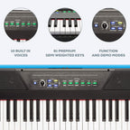 Alesis Recital 61 Key Digital Piano Keyboard Bundle