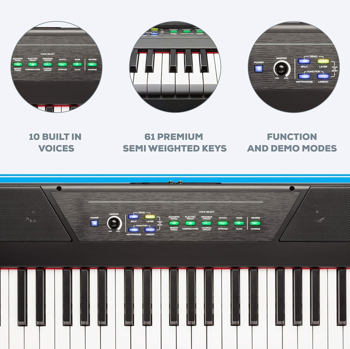 Alesis Recital 61 Key Digital Piano Keyboard Bundle