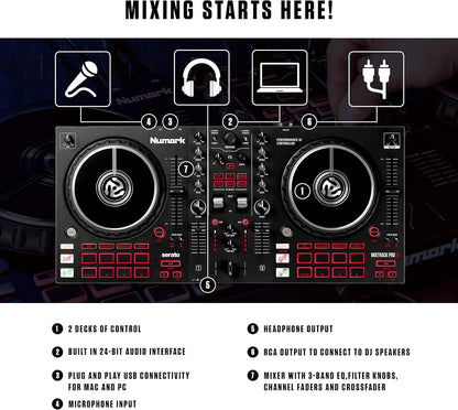 Numark Mixtrack Pro FX - 2-Deck Serato DJ Controller - Audio Interface