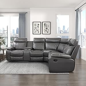 Lexicon 194840172017 Marlatt Gray Reclining Sectional Sofa