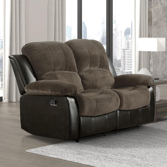 Lexicon 194840172147 Faux Leather Reclining Loveseat Sofa Brown