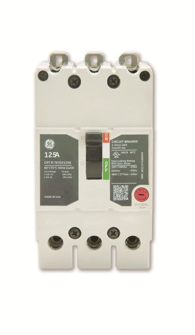 GE 20A, 3P Circuit Breaker - 277/480VAC, 25kA - TEYD3020B