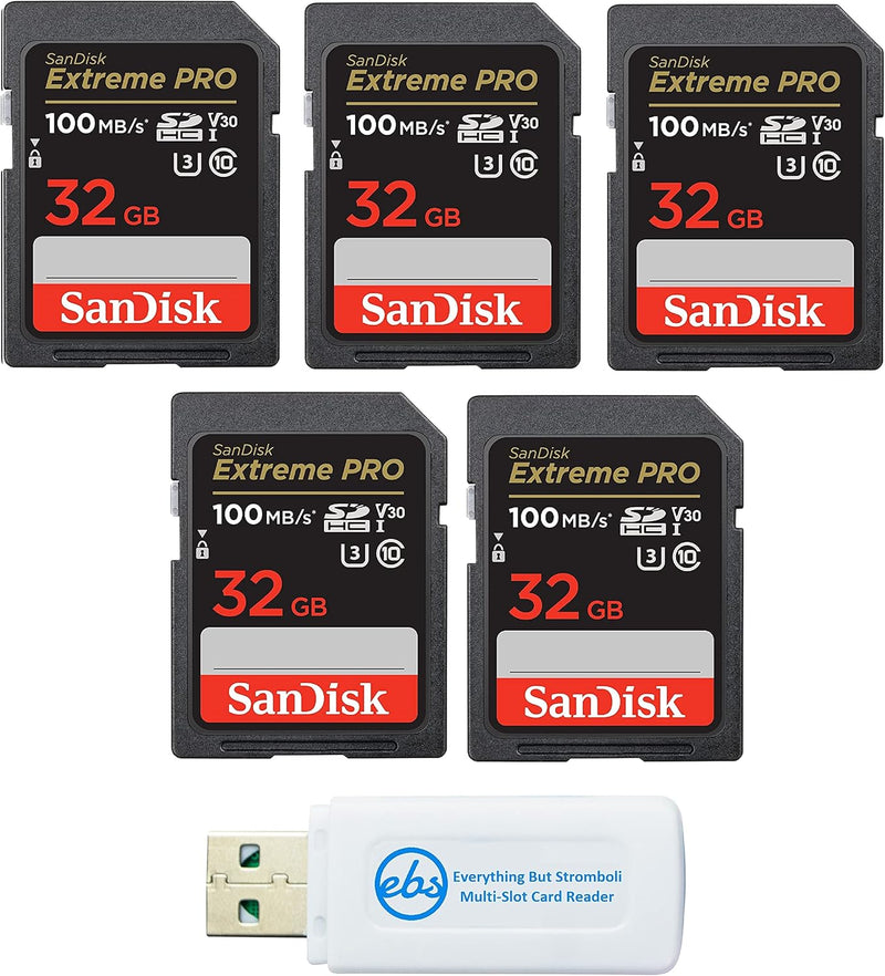 SanDisk 32G_SD_Extreme_Pro Five Pack SD Cards w/ Card Reader — main product image