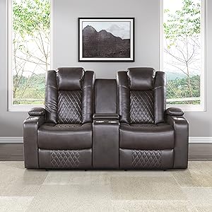 Lexicon 194840154990 Elodie Power Reclining Loveseat Brown