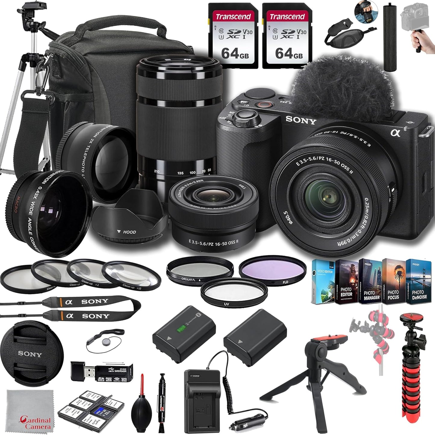 Sony ZV-E10 II Mirrorless Camera Lenses Deluxe Bundle