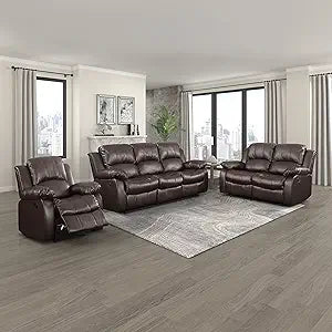 Lexicon Humphreys Brown Faux Leather Reclining Set — main product image