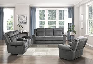 Lexicon 194840174905 Dakota Charcoal Reclining Living Room Set