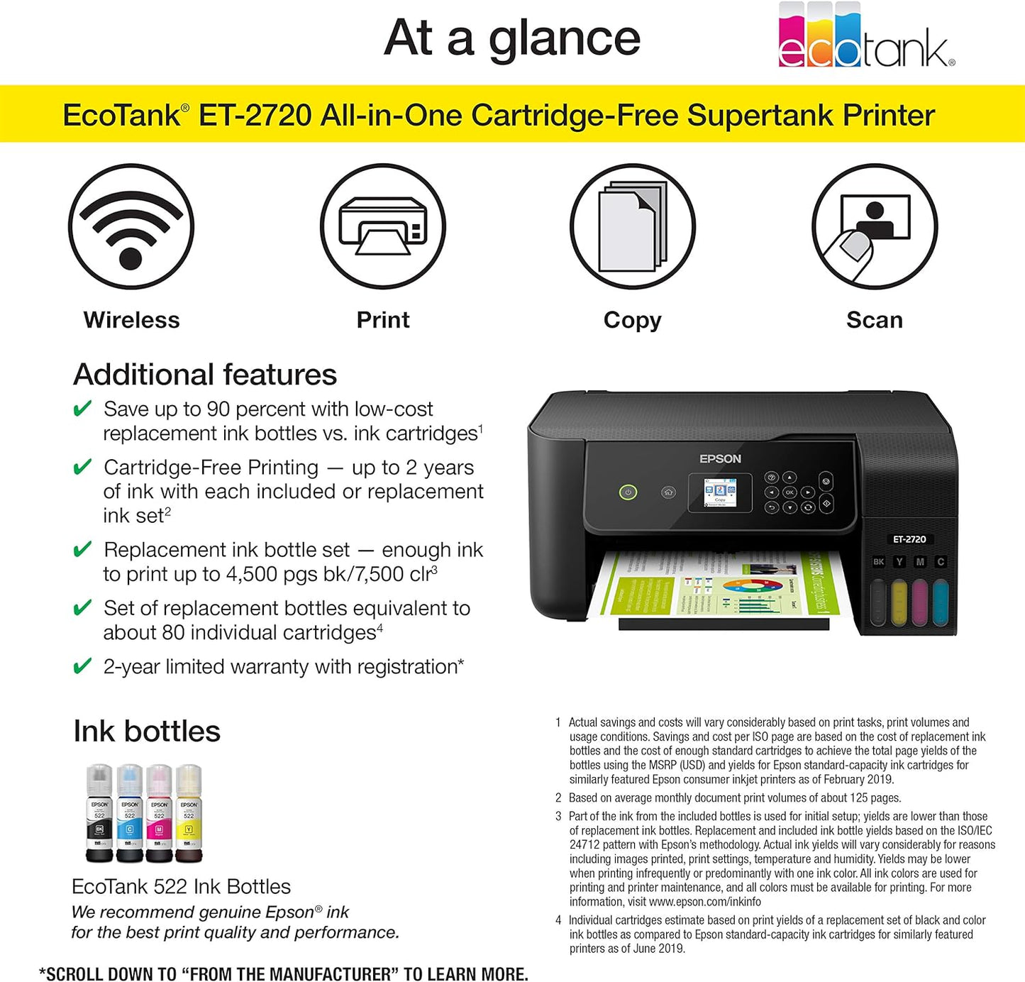 Epson ET-2720 EcoTank Wireless Color All-in-One Printer