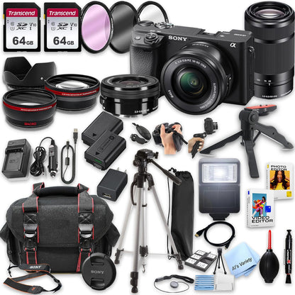 Sony alpha a6400 Mirrorless Camera Bundle 16-50mm 55-210mm Renewed