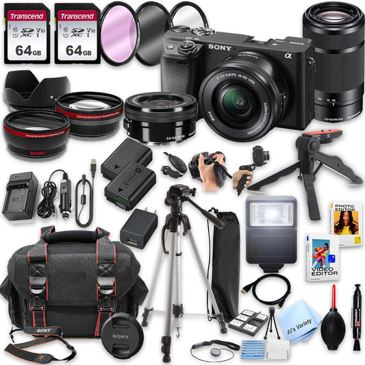 Sony alpha a6400 Mirrorless Camera Bundle 16-50mm 55-210mm Renewed