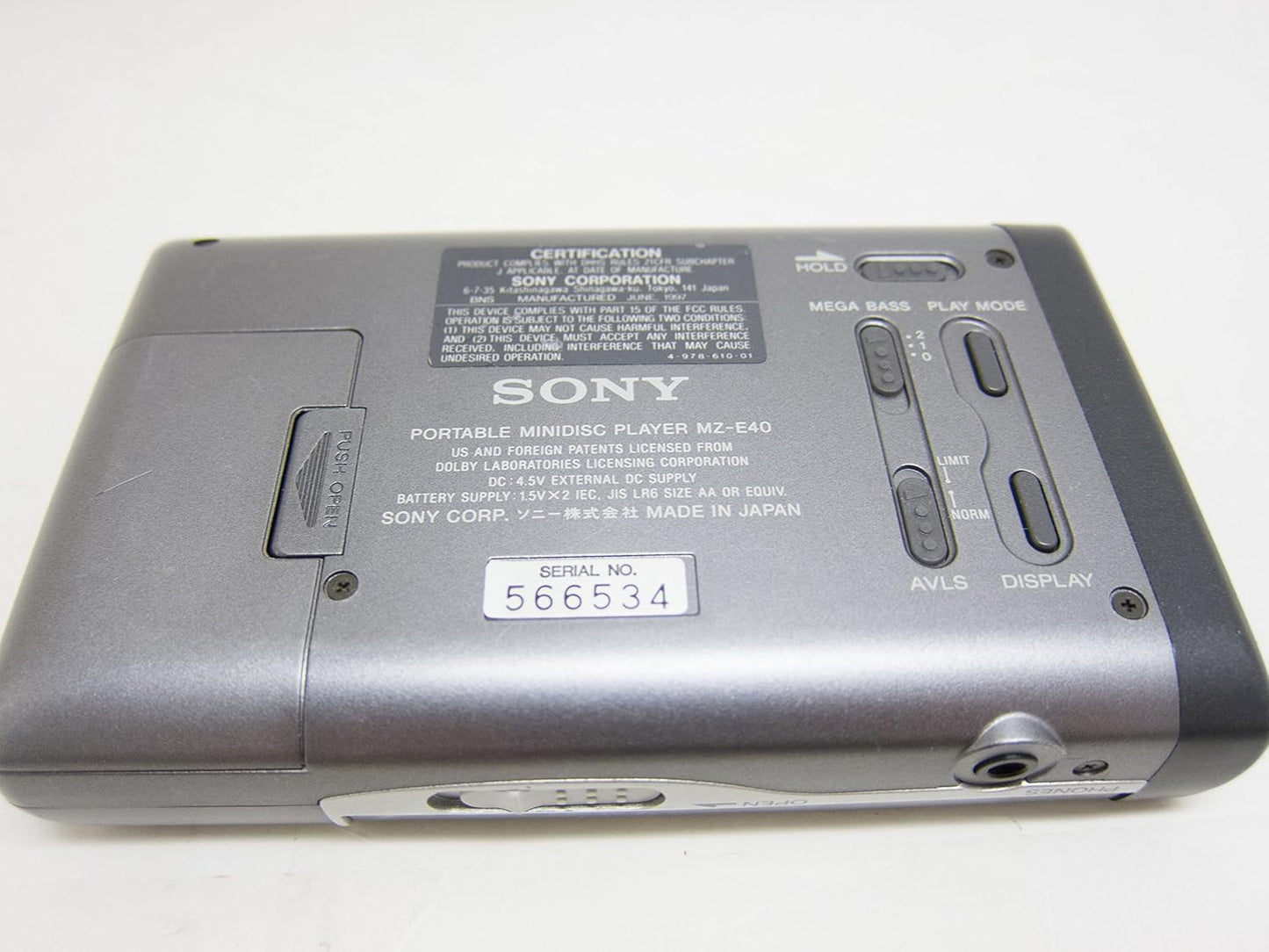 Sony MZ-E40 Portable MiniDisc Player Silver
