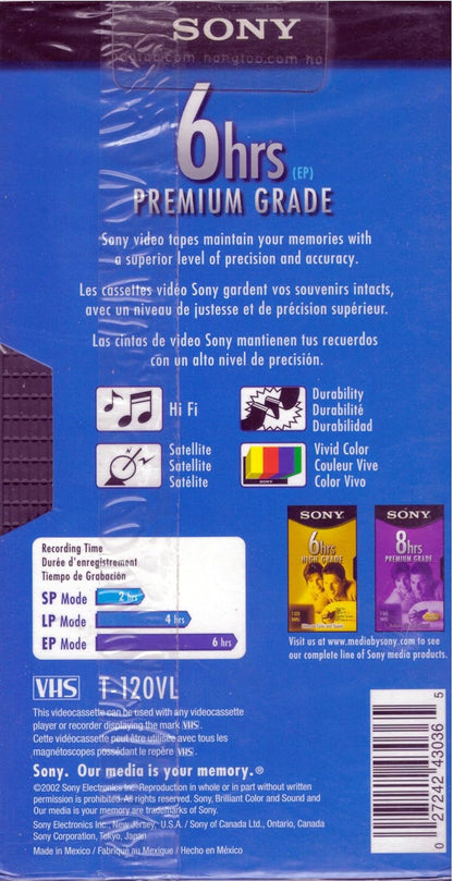 Sony SNY430362PACK T-120VR Premium VHS Tape 2-Pack