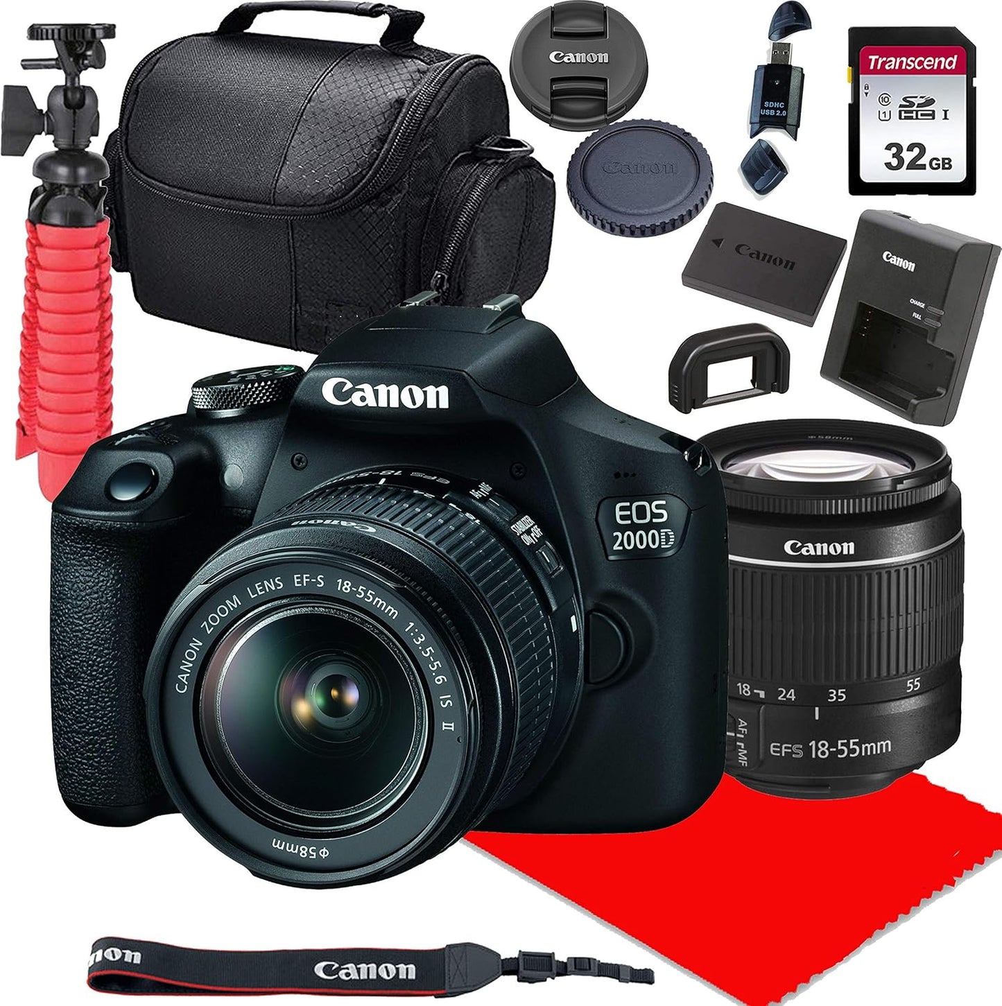 Canon 2000D Rebel T7 DSLR Camera + 18-55mm Lens (Renewed)